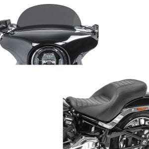 Set: Sitzbank für Harley Davidson Sport Glide 18-21 Craftride HX2 Komfort Doppelsitzbank + Windschild für Harley Davidson Sport Glide 18-21 Craftride M Windschutzscheibe dunkel getönt_1