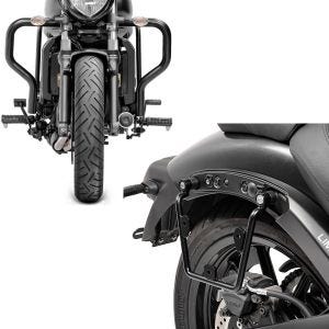 Set: Sturzbügel für Kawasaki Vulcan S / Cafe 15-21 Motor Schutzbügel Craftride + Satteltaschenhalter für Kawasaki Vulcan S / Café 15-20 rechts Satteltaschen Abstandshalter Craftride_1