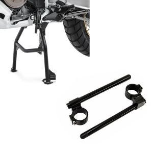 Set: Hauptständer für Honda Africa Twin 1100 20-21 Constands Mittelständer + Stummellenker 22mm Clip-On 41mm mit 30mm Erhöhung Lenker Zaddox Alu in schwarz_1