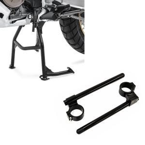 Set: Hauptständer für Honda Africa Twin 1100 20-21 Constands Mittelständer + Stummellenker 22mm Clip-On 43mm mit 30mm Erhöhung Lenker Zaddox Alu in schwarz_1