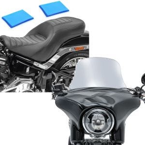 Set: Gel Sitzbank für Harley Davidson Sport Glide 18-21 Craftride HX6 Komfort Doppelsitzbank + Windschild für Harley Sport Glide 18-21 Craftride L Windschutzscheibe rauchgrau_1