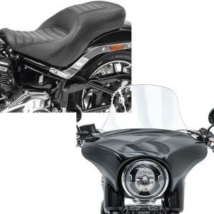 Set: Sitzbank für Harley Davidson Sport Glide 18-21 Craftride HX2 Komfort Doppelsitzbank + Windschild für Harley Sport Glide 18-21 Craftride L Windschutzscheibe klar_1