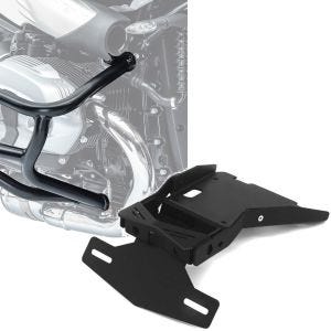 Set: Sturzbügel für BMW R NineT 14-21 Motoguard Schutzbügel + Kennzeichenhalter für BMW R NineT / Pure 14-21 Nummernschildhalter Zaddox NH1_1