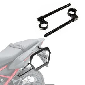 Set: Kofferträger für Honda Africa Twin 1100 20-21 Bagtecs SLP für Alukoffer und Satteltaschen + Stummellenker 22mm Clip-On 41mm mit 30mm Erhöhung Lenker Zaddox Alu in schwarz_1