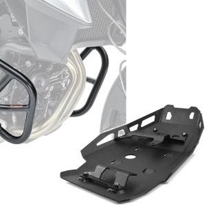 Sett: Crash bar egnet for BMW F 750 GS / BMW F 850 GS 18-20 Motoguard crash bar MS2 + motorbeskyttelse egnet for BMW F 750 GS 18-20 Motoguard aluminium front spoiler undervogn beskyttelse svart