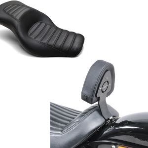Set: Sitzbank für Harley Softail Modelle 18-21 Craftride TR2 Komfort Doppelsitzbank + Fahrer Sissybar für Harley Davidson Softail Slim 18-20 Fahrer Rückenlehne Craftride_1