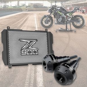 Sett par kollisjonsputer + radiatordeksel egnet for Kawasaki Z 900 17-24 Motoguard svart