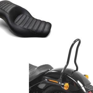 Set: Sitzbank für Harley Softail Modelle 18-21 Craftride TR2 Komfort Doppelsitzbank + Sissybar für Harley Davidson Softail 18-21 Craftride Tampa S schwarz_1