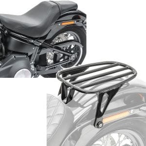 Set: Sitzbank für Harley Softail Modelle 18-21 Craftride BDL1 Doppelsitzbank + Motorrad Gepäckträger für Harley Davidson Softail 18-20 Solo Rack Craftride GS3 schwarz_1