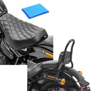 Set: Solo Sitz Gel für Harley Softail Street Bob / Standard 18-21 Sitzbank DS4 + Sissybar S für Harley Softail 18-21 Craftride SRL schwarz_1