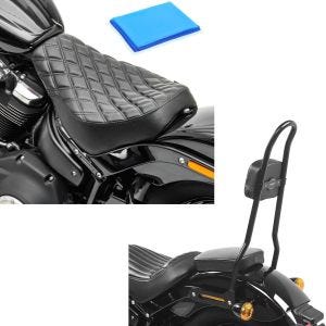 Set: Solo Sitz Gel für Harley Softail Street Bob / Standard 18-21 Sitzbank DS4 + Sissybar für Harley Davidson Softail 18-21 Craftride SRL schwarz_1