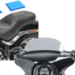Set: Gel Sitzbank für Harley Davidson Sport Glide 18-21 Craftride HX6 Komfort Doppelsitzbank + Windschild für Harley Sport Glide 18-21 Craftride M Windschutzscheibe rauchgrau_1