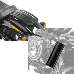 Set: Gepäckträger für Harley Davidson Softail 18-21 Solo Rack L1 Gepäckbrücke Craftride + Gabelcover für Harley Davidson Street Bob 18-21 Gabel Abdeckung Craftride GC2_1