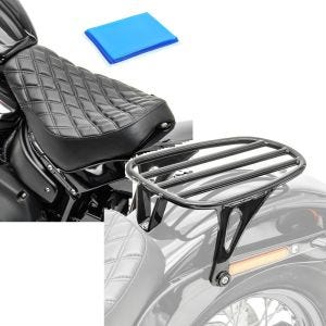 Set: Solo Sitz Gel für Harley Softail Street Bob / Standard 18-21 Sitzbank DS4 + Motorrad Gepäckträger für Harley Davidson Softail 18-20 Solo Rack Craftride GS3 schwarz_1