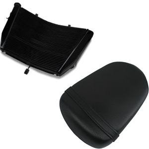 Set: Wasserkühler für Suzuki GSX-R 600 06-16 Radiator Kühler + Soziussitz für Suzuki GSX-R 750 / 600 08-10 Beifahrersitz schwarz_1