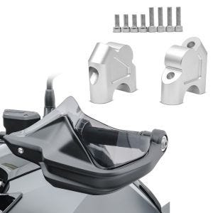 Sett: Styrestige 30mm egnet for BMW R 1200 GS / Adventure 13-18 Tourtecs sølv + håndbeskytterforlengelse egnet for BMW R 1200 GS 13-18 Motoguard røykgrå