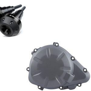Set: Sturzpads für Kawasaki Z 900 17-21 Crashpads Motoguard SC2 schwarz + Motordeckel für Kawasaki Z 900 ABS 17-19 Limadeckel Craftride grau_1