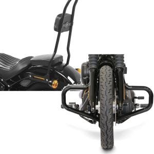 Set: Sissybar für Harley Davidson Softail 18-21 Craftride SRL schwarz + Sturzbügel Mustache für Harley Softail Street Bob / Low Rider 18-21 schwarz Craftride_1