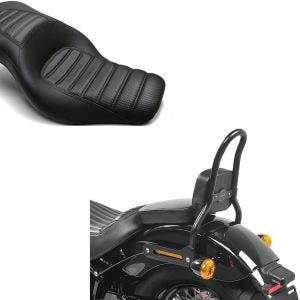 Set: Sitzbank für Harley Softail Modelle 18-21 Craftride TR2 Komfort Doppelsitzbank + Sissybar S für Harley Softail 18-21 Craftride SRL schwarz_1