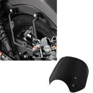 Sett: seteveskeholder egnet for Honda Rebel 500 17-24 venstre sadelveske spacer Craftride + frontrute egnet for Honda Rebel 500 17-24 Craftride frontrute svart