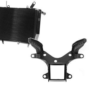Set: Wasserkühler für Yamaha YZF-R6 08-16 Radiator Kühler + Verkleidungshalter für Yamaha YZF-R6 08-15 Verkleidungshalterung_1