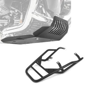 Set: Gepäckträger für BMW R NineT / Pure 14-20 Gepäckbrücke Craftride GT1 + Motorschutz für BMW R NineT 14-20 Motoguard Aluminium Bugspoiler Unterbodenschutz schwarz_1