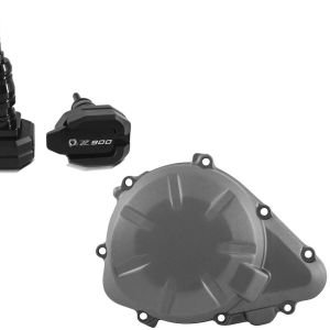 Set: Sturzpads für Kawasaki Z 900 17-21 Crashpads Motoguard RX4 schwarz + Motordeckel für Kawasaki Z 900 ABS 17-19 Limadeckel Craftride grau_1