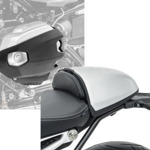 Set: Zylinderschutz für BMW R NineT 14-20 Ventildeckelschutz Motoguard CP4 + Soziusabdeckung für BMW R NineT 14-20 Höckerabdeckung Zaddox in silber_1