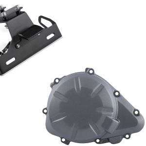 Set: Kennzeichenhalter für Kawasaki Z 900 17-21 Nummernschildhalter Zaddox NH1 + Motordeckel für Kawasaki Z 900 ABS 17-19 Limadeckel Craftride grau_1