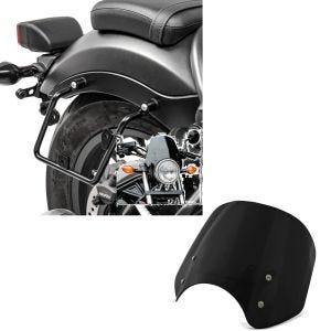 Sett: salveskeholder egnet for Honda Rebel 500 17-24 høyre salveske spacer Craftride + frontrute egnet for Honda Rebel 500 17-24 Craftride frontrute svart