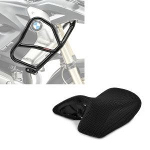Set: Verkleidungsschutzbügel XL für BMW R 1200 GS 08-12 Tank-Sturzbügel oben + Sitzbank Bezug BMW R 1200 GS 04-12 Tourtecs Cool-Dry Mesh Ready_1