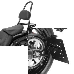 Set: Sissybar Kawasaki Vulcan S / Café 15-21 Craftride Rider-L inkl. Gepäckträger schwarz + Kennzeichenhalter seitlich M für Kawasaki Vulcan S / Café 15-21 schwarz Craftride_1