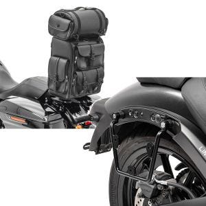 Set: Sissybar Tasche für Kawasaki Vulcan S / Café Hecktasche Craftride DLX mit Gepäckrolle + Satteltaschenhalter für Kawasaki Vulcan S / Café 15-20 rechts Satteltaschen Abstandshalter Craftride_1