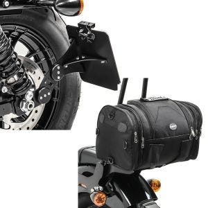 Set: Seitlicher Kennzeichenhalter für Harley Sportster 883 Iron 09-20 Craftride schwarz + Hecktasche für Harley Sportster 883 Iron / Low Gepäckrolle Craftride RB1 24-30Ltr_1