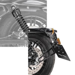 Set: Stoßdämpfer 11,9 Zoll Harley Davidson Sportster 883 Iron 09-20 Craftride schwarz + Kennzeichenhalter seitlich L für Harley Sportster 883 Iron 19-20 schwarz Craftride_1