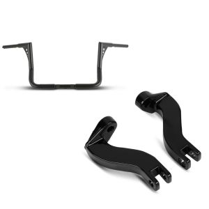 Set: Lenker Ape Hanger 12" für Harley Street Glide 06-21 schwarz Craftride + Sozius Fussrasten-Halter für Harley Street Glide 06-21 schwarz Craftride_1