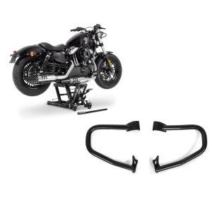 Set: Hebebühne indian Scout Bobber ConStands Mid-Lift L in schwarz + Sturzbügel Indian Scout/ Sixty 15-21 Craftride schwarz_1