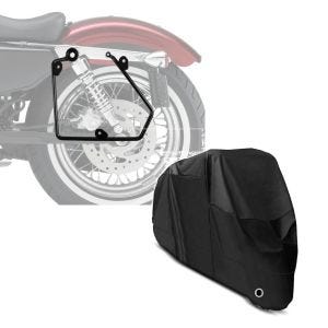 Set: Satteltaschenhalter für Harley Sportster 883 R Roadster 02-15 links Craftride + Abdeckplane Harley Sportster 883 R Roadster / Superlow Craftride XL in schwarz_1