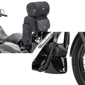 Set: Sissybar Tasche für Harley Dyna Street Bob Hecktasche Craftride SXL mit Gepäckrolle + Bugspoiler für Harley Davidson Dyna Street Bob 06-17 Craftride_1