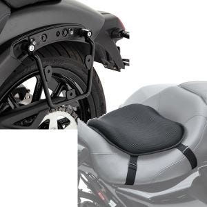 Set: Satteltaschenhalter für Kawasaki Vulcan S / Café 15-20 links Satteltaschen Abstandshalter Craftride + Gel Sitzkissen Kawasaki Vulcan S / Café Komfortkissen L Tourtecs schwarz_1