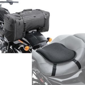 Set: Hecktasche für Kawasaki Vulcan S / Café SQ1 Craftride 52l schwarz + Gel Sitzkissen Kawasaki Vulcan S / Café Komfortkissen L Tourtecs schwarz_1