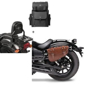 Set: Sissybar XS3 + Hecktasche für Honda Rebel 500 17-21 mit Gepäckträger Craftride + Satteltasche Honda Rebel 500 Craftride Arizona 3Ltr links in braun_1