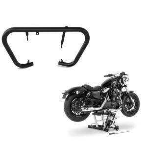 Set: Sturzbügel MB Kawasaki Vulcan/ VN/ 900 Custom 07-17 Craftride schwarz + Hebebühne Kawasaki VN 900 Custom ConStands Mid-Lift L in orange_1