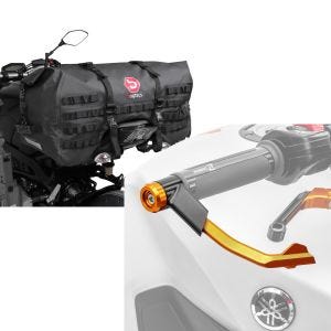 Set: Hecktasche für KTM 790 / 390 / 125 Duke Bagtecs SX70 70Ltr schwarz + Hebelschützer für KTM 790 / 390 / 125 Duke X1 orange_1