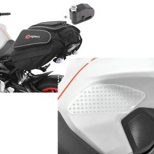 Set: Set ST2 Hecktasche X50 und Alarm Bremsscheibenschloss für BMW S 1000 R / RR / XR Bagtecs + Seiten Tankpad Grip Pad M für BMW S 1000 R / RR / XR_1