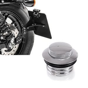 Set: Seitlicher Kennzeichenhalter für Harley Sportster 883 Iron 09-20 Craftride schwarz + Tankdeckel Pop-Up für Harley-Davidson Sportster 883 Iron 09-20 chrom Craftride_1
