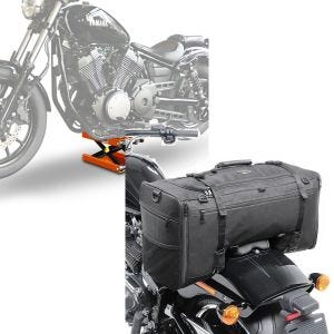 Set: Hebebühne Harley Rocker / C Motorradheber ConStands Mid-Lift M orange + Hecktasche für Harley Rocker / C (FXCWC) SQ1 Craftride 52l schwarz_1