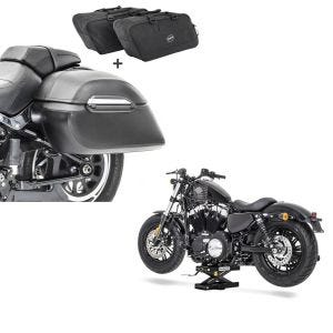 Set: Set Seitenkoffer + Innentaschen für Honda  Shadow VT 750/ 600/ 125 C Craftride K3 + Hebebühne für Honda Shadow VT 750 / 600 / 125 C Scherenheber ConStands Mini-Lift schwarz_1