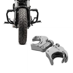 Set: Sturzbügel für Harley Davidson Sportster 883 Iron (XL 883 N) 09-20 Craftride Mustache schwarz + Windschild Klammern 39mm für Harley Davidson Sportster 883 Iron 09-20 chrom Craftride_1