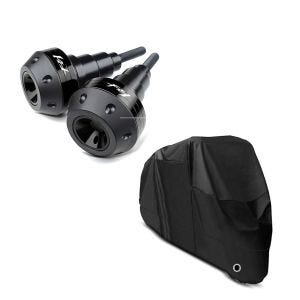 Set: Sturzpads für Yamaha FZ1 / Fazer 06-15 Crashpads Motoguard SC2 schwarz + Abdeckplane Yamaha Fazer 8 (FZ8 Fazer)  FZ1 / Fazer Craftride XL in schwarz_1